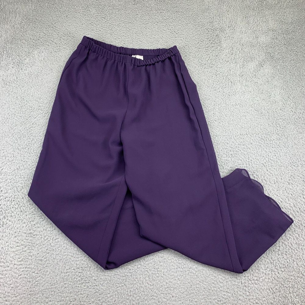 Studio 1 Pants Womens 8P Purple Petite HighRise Straight Leg Lined Elastic Waist